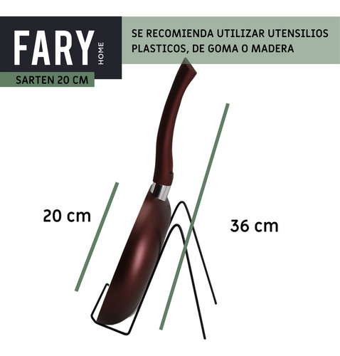 Sarten Aluminio Antiadherente Fary Home 20 Cm Satinado Asas Mango Baquelita Bateria Ollas Sartenes Para Cocina
