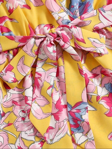 Mono De Tirantes Con Cinturón Cruzado Delantero Floral