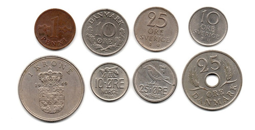 Lote Oferta Monedas Paises Nordicos Noruega Dinamarca Suecia