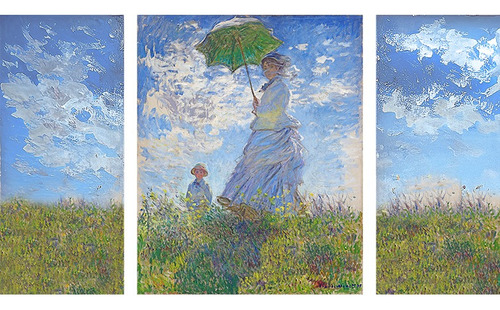 Cuadro Tríptico Mujer Con Sombrilla De Claude Monet - 1875