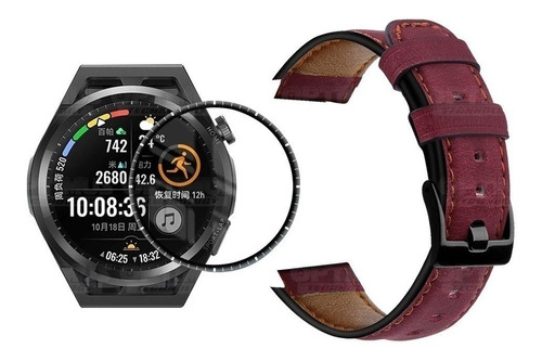 Manilla Cuero+ Vidrio Para Smartwatch Huawei Watch Gt Runner