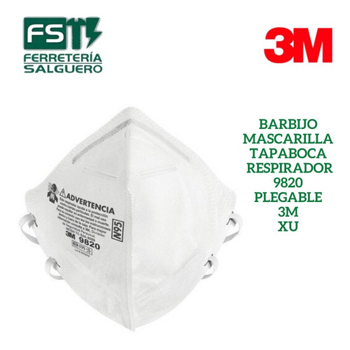 Barbijo 3m Mascarilla 9820 X Unidad Plegable Venc 2025 Fs