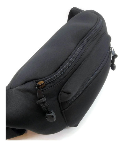 Imagen 2 de 10 de Riñonera Extra Grande Neoprene 2 Cierres Negra Impermeable