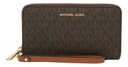 Carteira Michael Kors Jet Set Travel Signature Logo Marrom-escuro