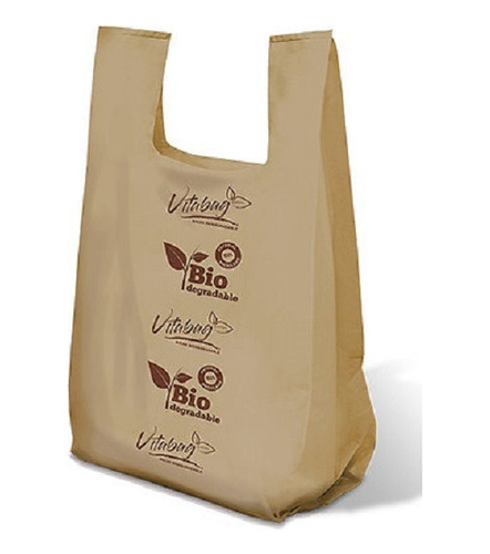 Bolsa Camiseta Grande Biodegradable Vitabag Con Asa 80 Pz