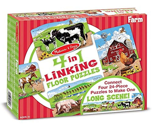 Melissa Y Doug Farm 4in1 Jumbo Linking Jigsaw Puzzle De Piso