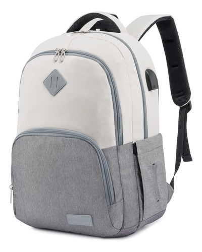 Mochila 15  Clásica Para Laptop Para Mujeres Y Hombres-gris