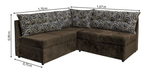Sofá De Canto Renaut Mamflex Suede Marrom / Flor