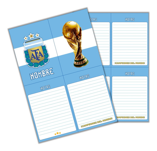 Kit Imprimible X5 Bloc De Notas Anotador Selección Argentina