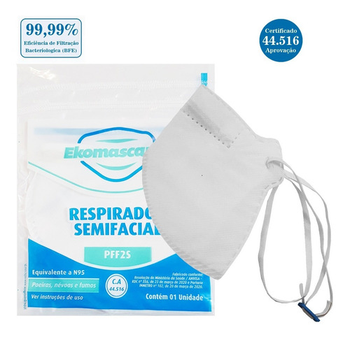 Kit 10 Máscaras Pff2 N95 Branca Proteção Inmetro Hospitalar