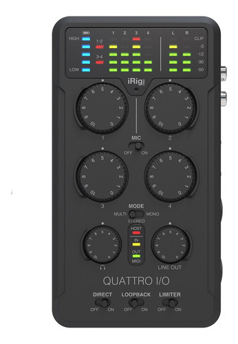 Interfaz Midi Irig Pro Quattro I/o Live En Color Negro