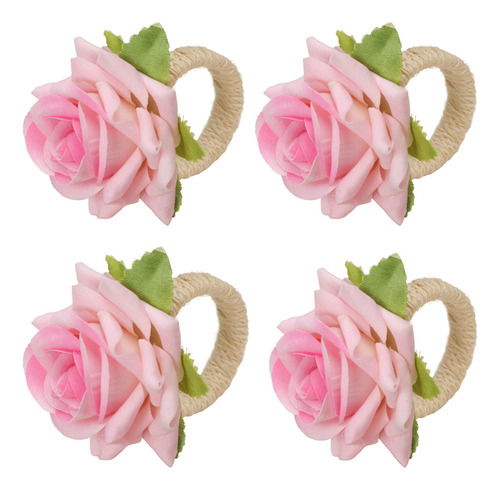 4 Peças De Anéis De Guardanapo De Flores Rosas, Porta-guarda