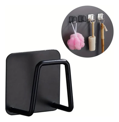 Set 2 Soportes Porta Esponja Lavabo Cocina Fregadero Acero F Negro