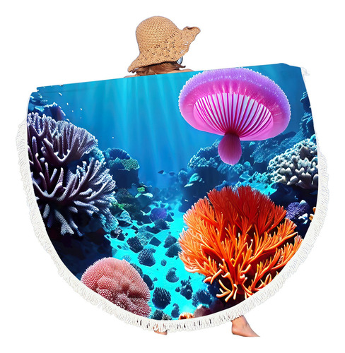 Toalla De Playa I Con Estampado Redondo De Microfibra Superl