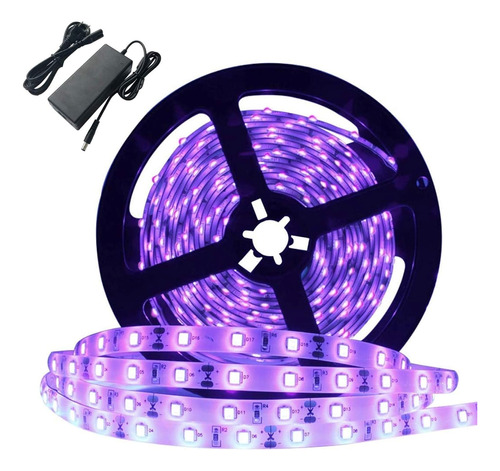 Kit Tira Led 5050 Ultravioleta Uv Luz Negra 5 Mts + Fuente 