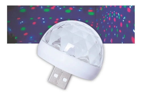 Imagen 1 de 10 de Mini Bola Giratoria Rgb Led Esfera Luz Colores Audioritmica