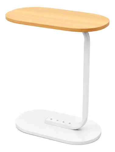 Mesa Suporte Lateral Mdf E Metal Sofá Sala Quarto Decorativa Bege