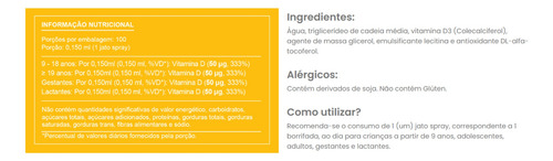 Vitamina D3 Em Spray 2000ui Em Cada Jato Ydrosolv® Yosen