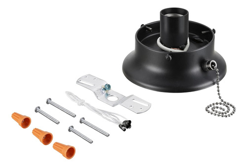 Kit Soporte Techo Con Interruptor Cadena - Negro Mate