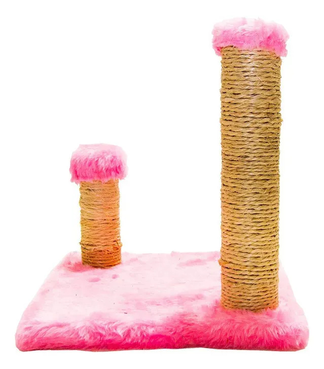 Arranhador Gato 2 Postes Resistente Pet Petcerto Cor Rosa