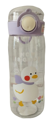 Botella Plástica Infantil Pico Silicona Tapa Pop Up Kawaii