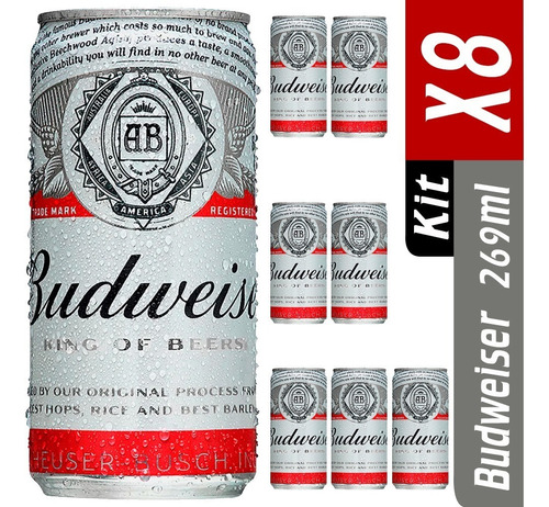 Cerveja Budweiser Lata 269ml Pack Com 8 Unidades