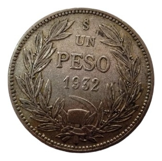 Moneda Chile 1 Peso 1932 Plata 0.4 (x57