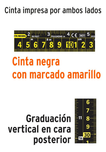 Cinta Para Medir Cinta Metrica Flexometro Cinta Negra Ancha