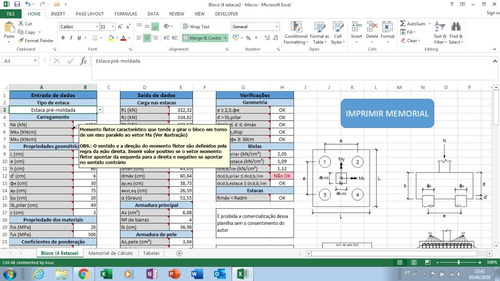 Planilha Para Cálculo De Bloco De Fundação Com 4 Estacas
