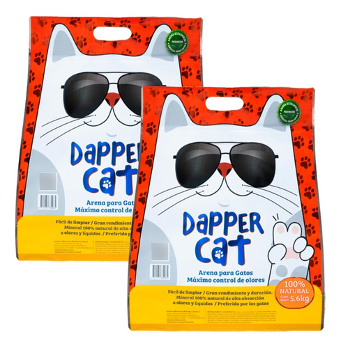 Pack 2 Arena Premium Gato Dapper Cat Zeolita Orgánica 11.2kg