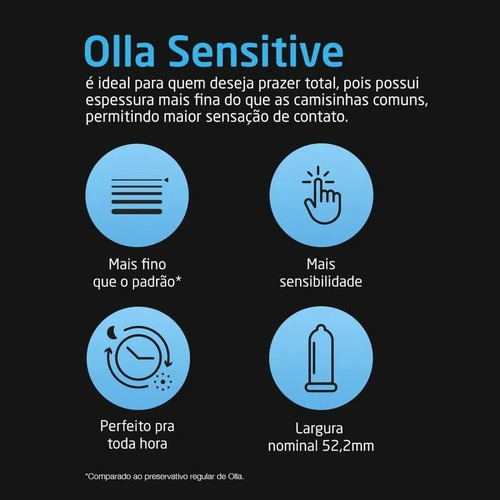 Preservativo Camisinha Sensitive Olla Mais Fino 48 Unidades