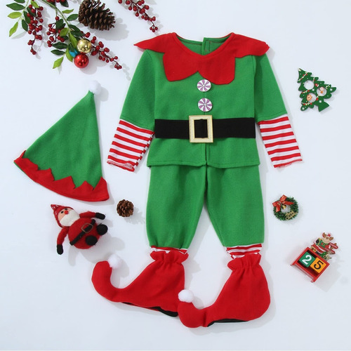 Conjunto De Disfraz De Elfo De Navidad Para Niños, Disfraz