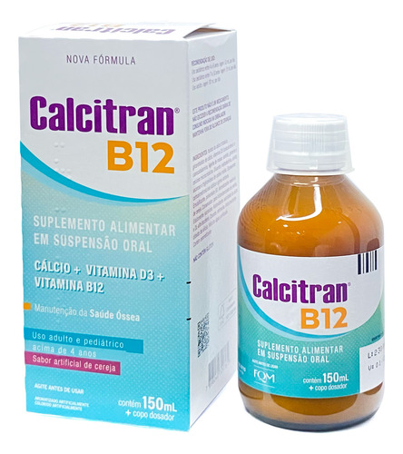Calcitran B12 Solução Sabor Cereja Adulo E Infantil 150ml