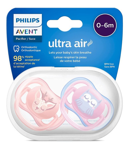 Imagen 6 de 6 de Chupones Ultra Air Búho 2 Uni Scf085/02 Philips Avent