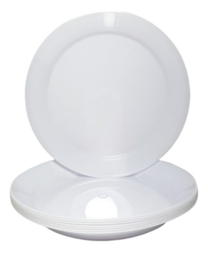 Sertplast 822 10 unidades prato acrílico resistente 22cm branco sólido