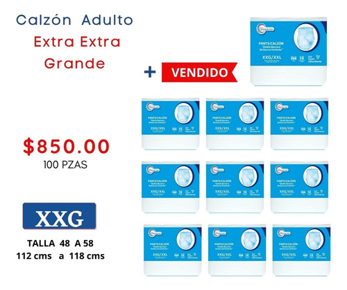 Calzón Desechable Adulto Xxg/xxl Premium Soft 