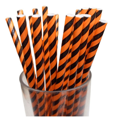 Sorbetes De Polipapel Halloween Naranja Negro Rayas X24