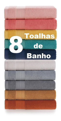 Kit 8 Toalhas De Banho Empire 100% Algodão Macia