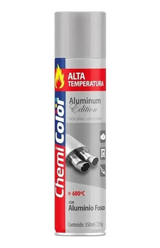 Tinta Spray Alta Temperatura Alumínio 350ml - Chemicolor