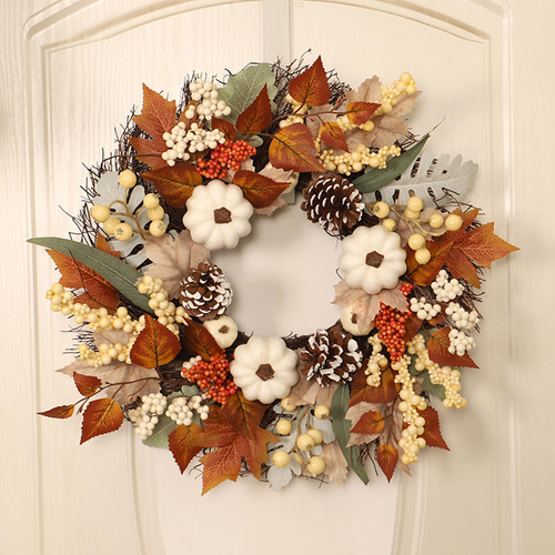 Decoración De Corona De Otoño Corona De Hojas De Arce Otoñal