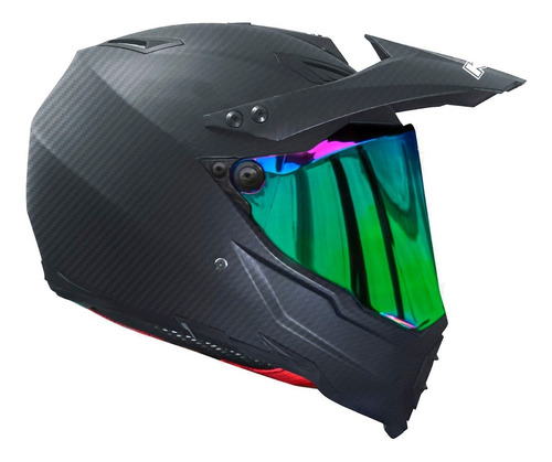 Imagen 5 de 7 de Casco Para Moto Kov Kx1 Carbono Negro Doble Propósito Dot