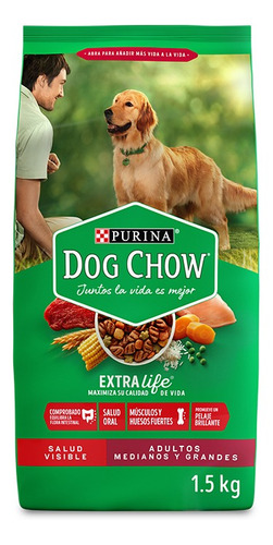 Imagen 1 de 1 de Dog Chow Comida Perro Adulto Raza Mediana A Grande 1.5kg