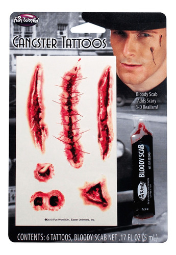 Imagen 1 de 3 de Heridas Tattoo + Sangre Artificial Gangster