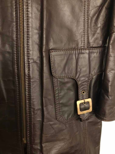 Tapado Abrigo Cuero Prune Negro T S Palermo Microcentro