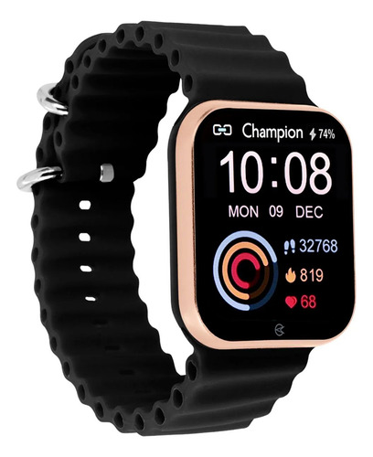 Relógio Smartwatch Cmahpion Mod Ch50033u Com Duas Pulseiras Caixa Preto Pulseira Preto Bisel Dourado Desenho Da Pulseira Mesh