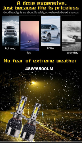 Kit Turbo De Foco Led H4 48w 6500 Lúmenes 3 Tonos Color