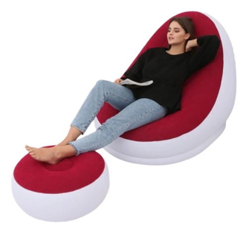  Sillón Inflable Reclinable Puff Portátil Posapie Comodo 