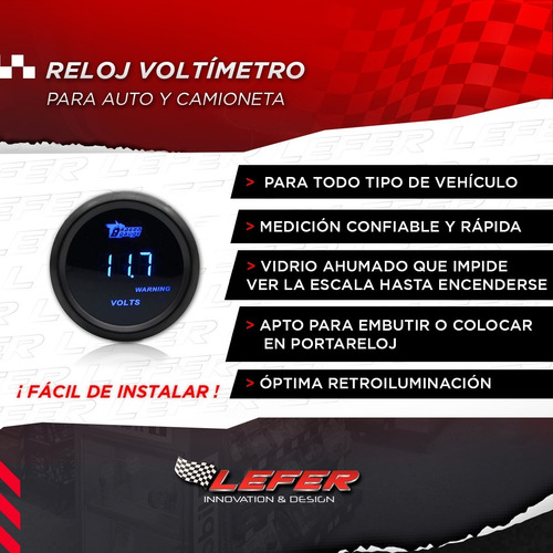 Imagen 3 de 8 de Voltimetro Digital Led Auto Camioneta 55mm