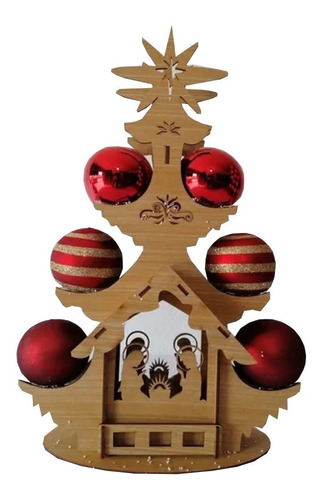 Árbol De Navidad Artesanal Con Esferas Figura Nacimiento