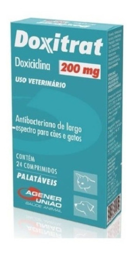 Doxitrat 200mg Antibacteriano P/cães E Gatos  24 Comprimidos